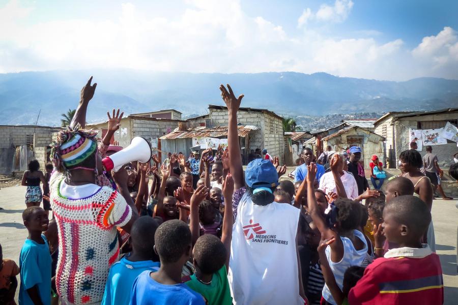 Sanitation activities in urban slum, Haiti