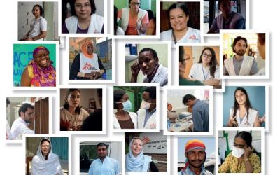 © MSF. Photo mosaic presenting MSF staff from MSF offices in some of the countries where the project ‘People, Respect, and Values’ has been piloted.